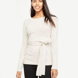 Ann Taylor Gray Sweaters Top Belts Attached Long Sleeve Size S Wool Blend